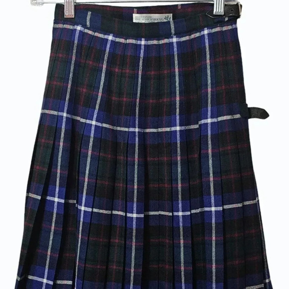 Plaid Midi Skirt - Black and Blue - Picture 3 of 10